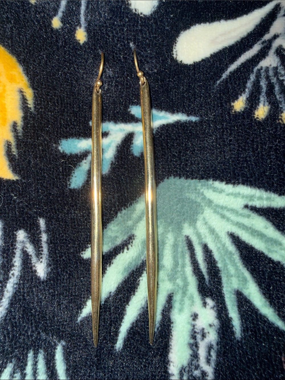 Gold Long Spike Drop Earrings